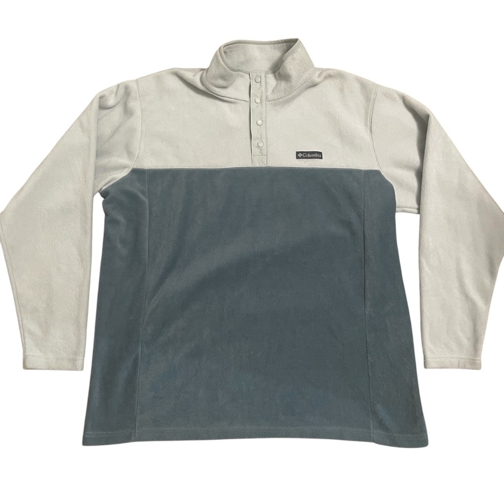 Columbia Men's Two-Tone Fleece Pullover - Light Gray and Blue - Picture 2 of 10
